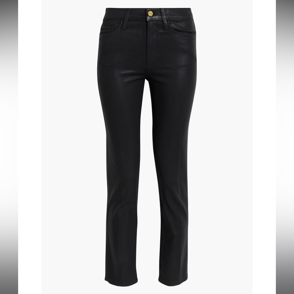 Frame Le Sylvia coated black high-rise jeans
